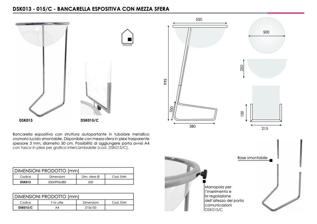 Porta comunicazioni per bancarelle espositive