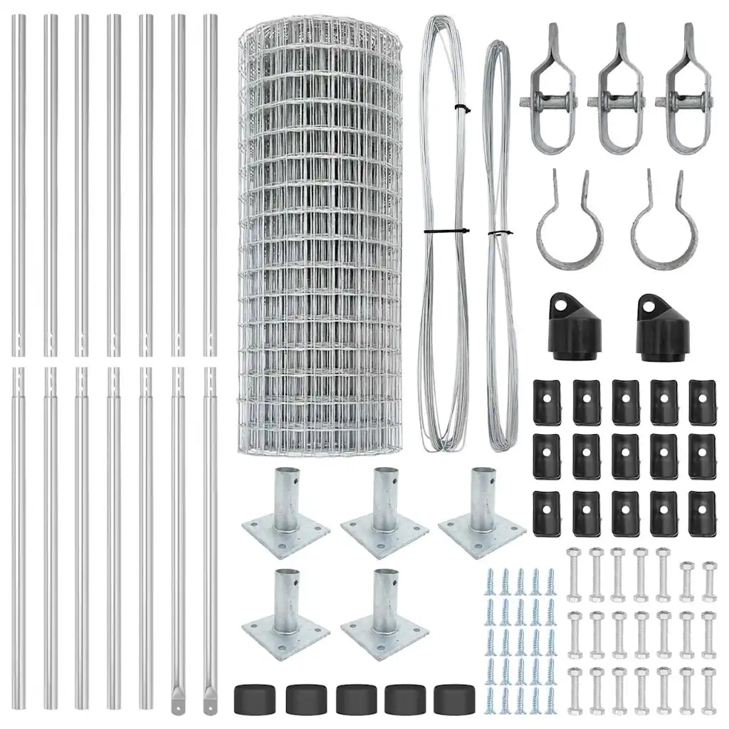 Recinzione da Giardino | Recinzione con Posto Argento 1,4 x 10 m Acciaio
