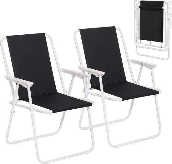 Set di sedie da campeggio pieghevoli - Sedile da spiaggia - Sedile trasportabile - Leggero e pieghevole - Tubi metallici stabili - 58 cm x 53 cm x 76 cm