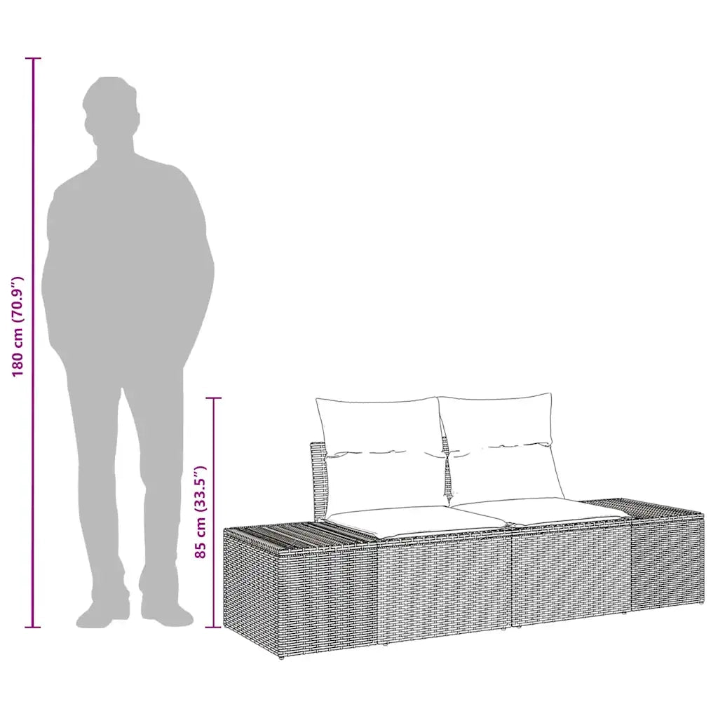 Divano da giardino Grigio 184 x 62 x 69 cm polyrattan 42006794