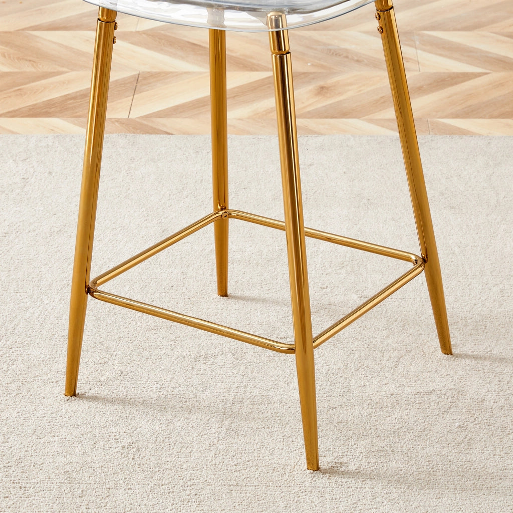 Set di 4 sgabelli da bar trasparenti con struttura in metallo argento/oro/nero, sedie dal design moderno per cucina, bar o sala da pranzo (solo sedie,