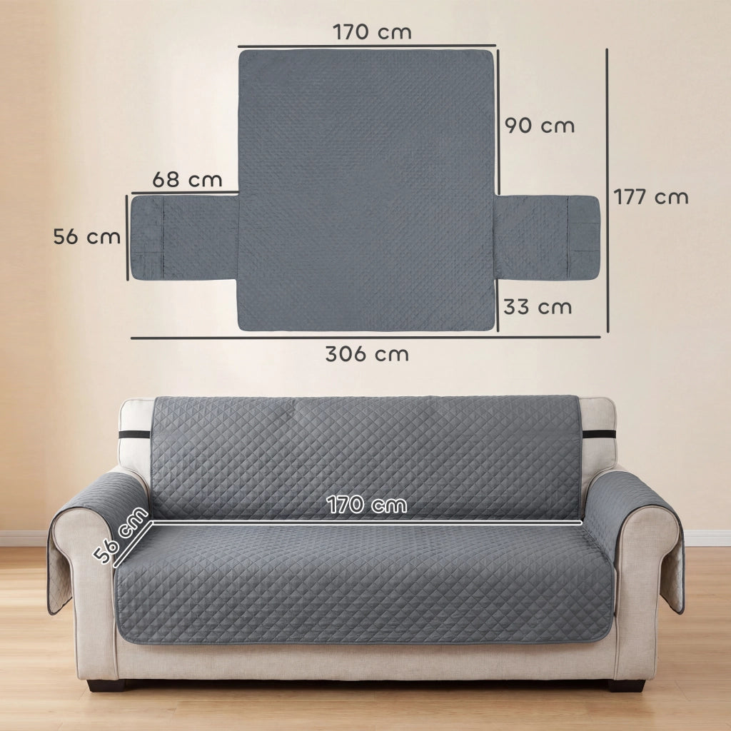 Copridivano 3 posti impermeabile ¨C Xylo ¨C tessuto grigio antimacchia con tasche