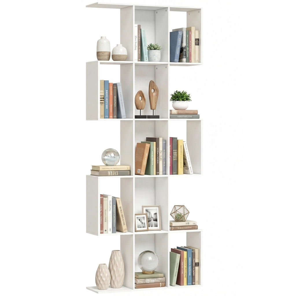 Libreria a S 5 Livelli ¨C Xylo ¨C Legno Bianco 80x24x200 cm