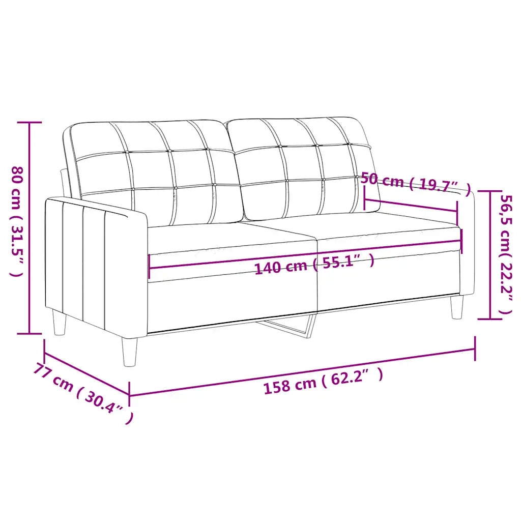 Divano a 2 Posti-Sofa 2 Posti Crema 140 cm in Tessuto 689093