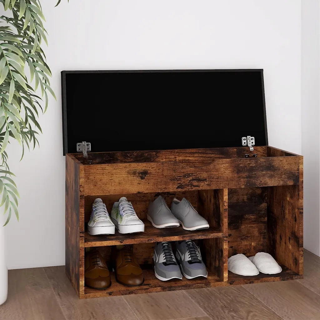 Panca Porta Scarpe | Scarpiera | Mobile per scarpe Cuscino Rovere Fumo 80x30x47cm Multistrato