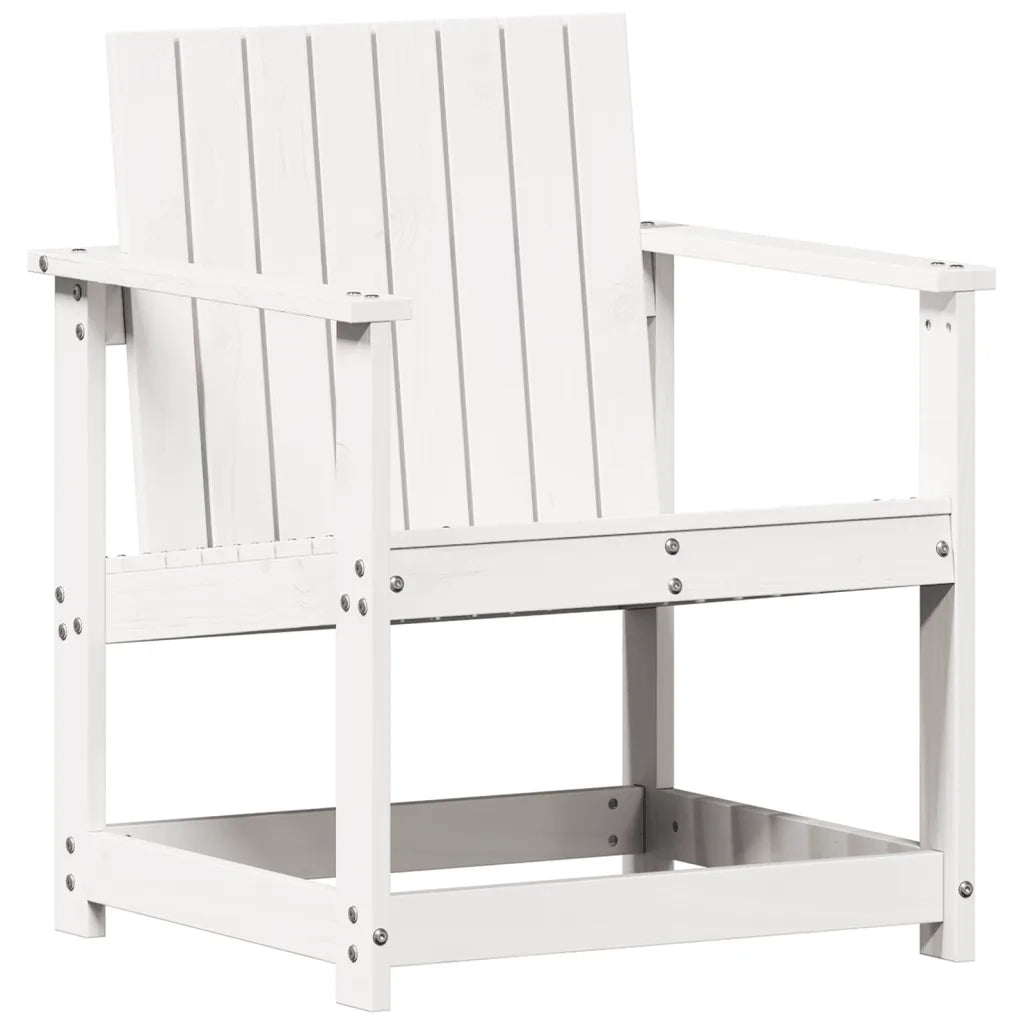 Set Salotto da Giardino 3 pz Bianco in Legno Massello di Pino 832631