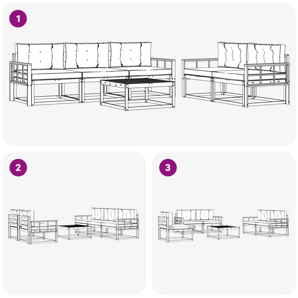 Set di divani da esterno 6 pz Bianco e Beige 3386072