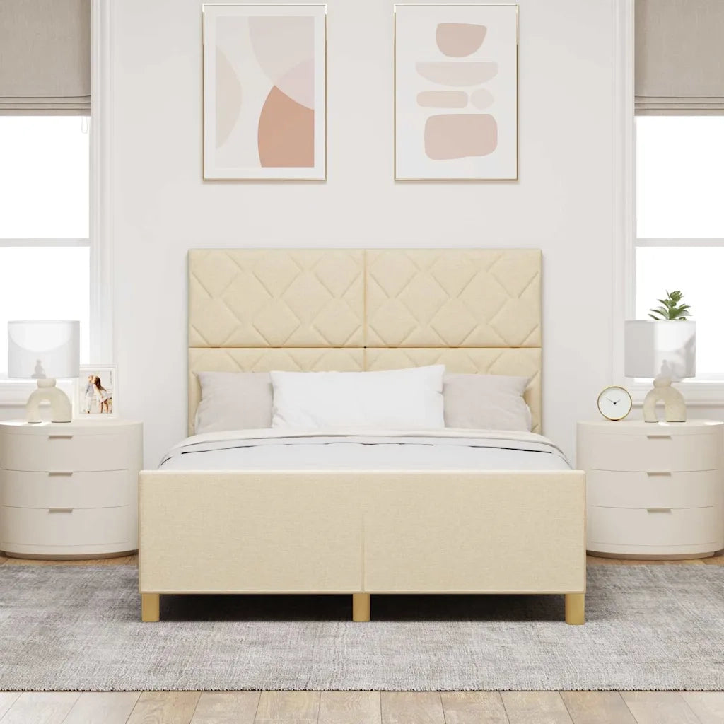 Struttura del letto con testiera Crema 160 x 200 cm Tessuto