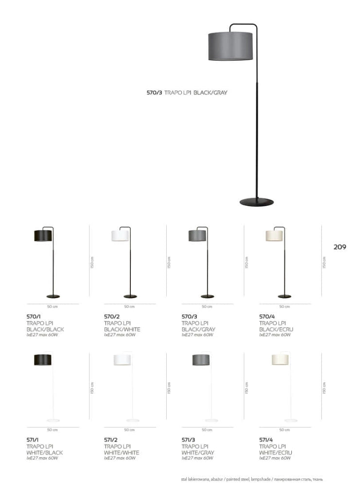 Lampada da terra Emibig Trapo E27 1 luce nero/wengé 150cm