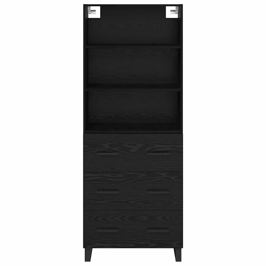 Credenza-Buffet-Armadio da cucina Rovere Nero 69,5 x 34 x 180 cm Legno multistrato 605814