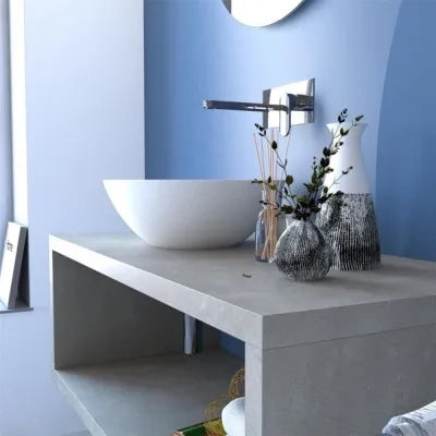 Mensolone bagno 140 cm grigio cemento per lavabo da appoggio Master