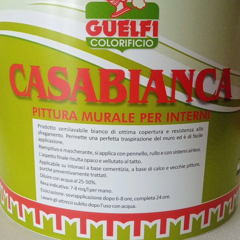 Colorificio guelfi casabianca 14lt pittura bianca semi lavabile per interni