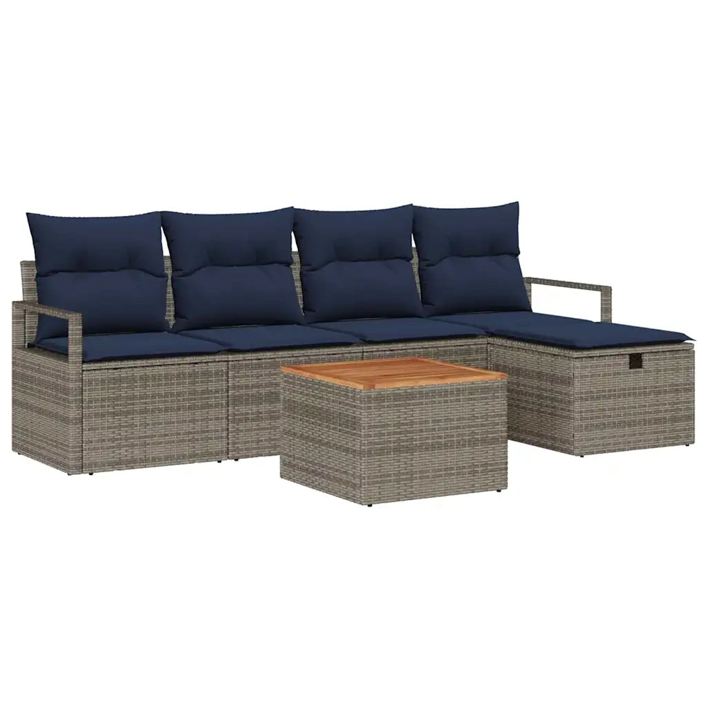 Set Divano da Giardino con cuscino 6 pcs Grigio polyrattan 3359535
