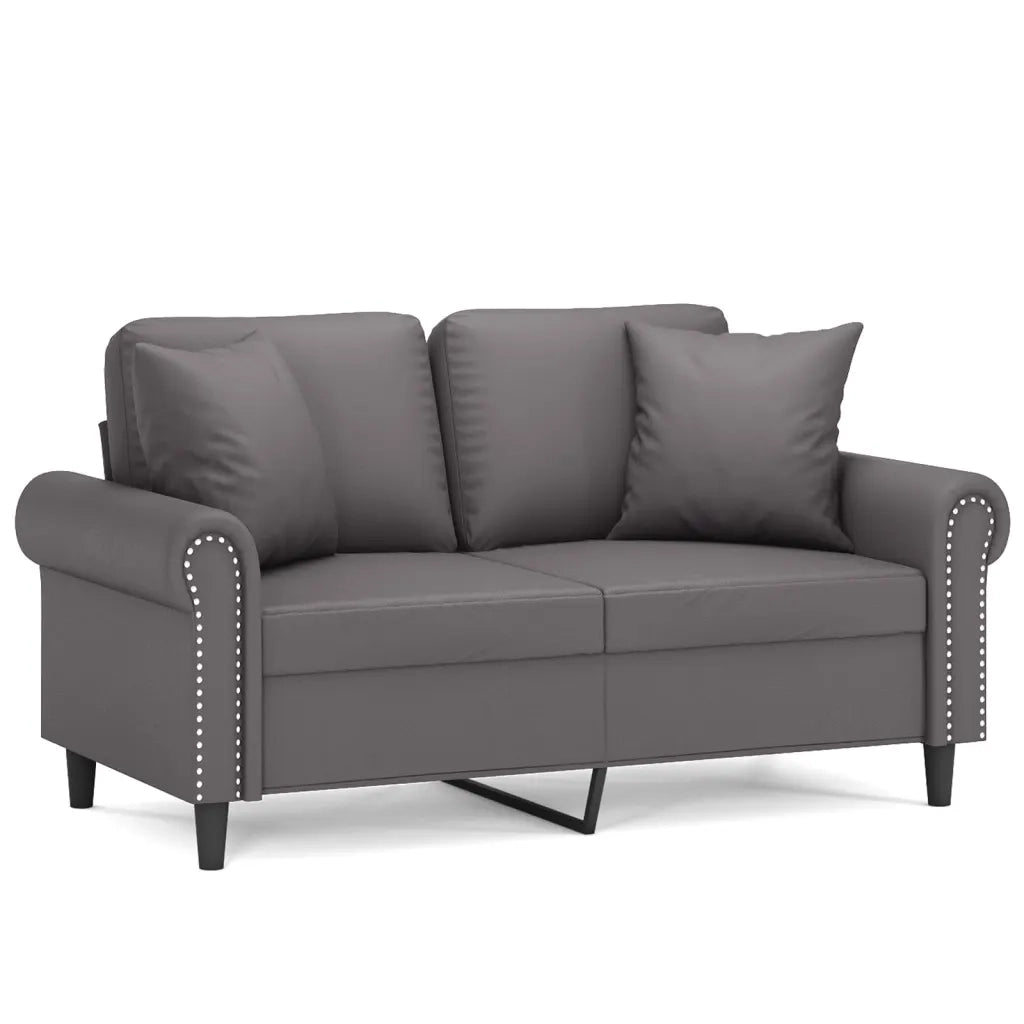 Divano a 2 Posti con Cuscini Grigio 120 cm in Similpelle 3200927