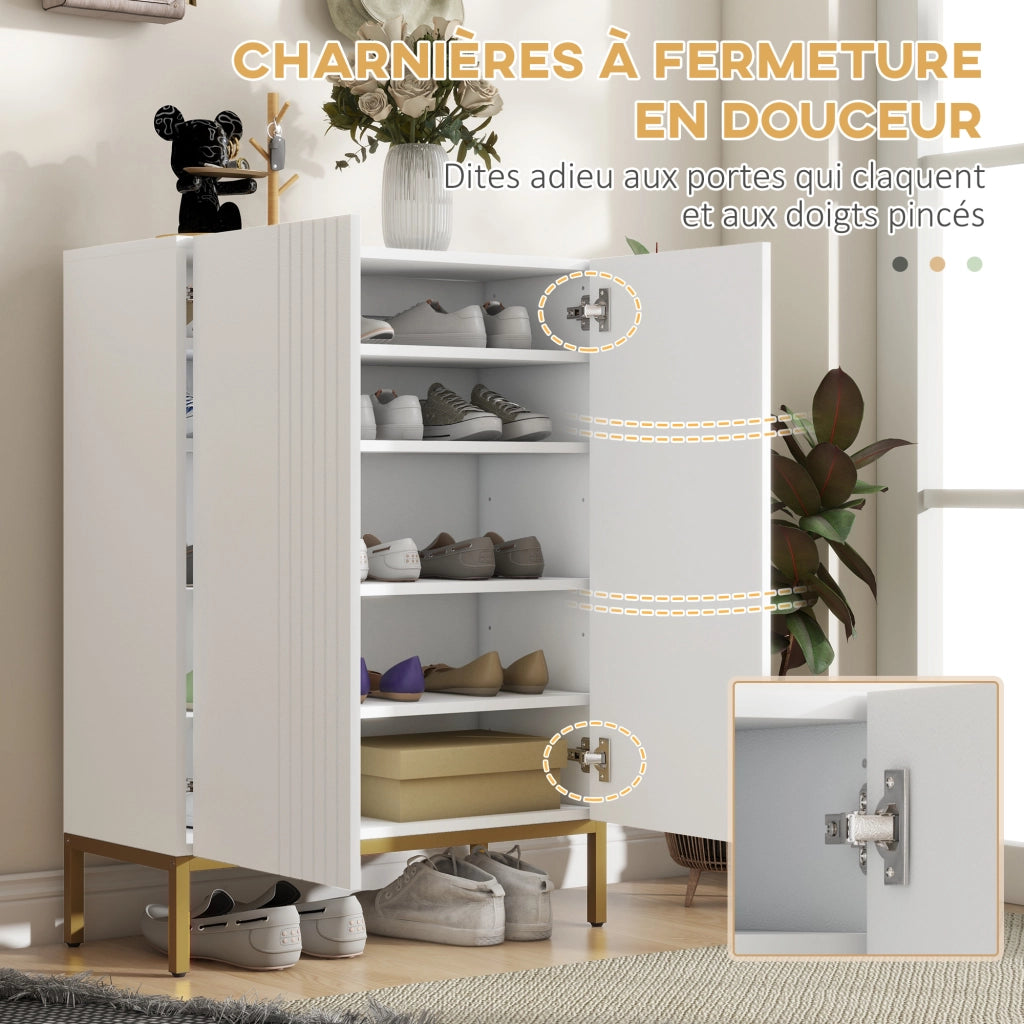 Scarpiera 20 paia ¨C Xylo ¨C ante chiusura soft, ripiani regolabili, bianco