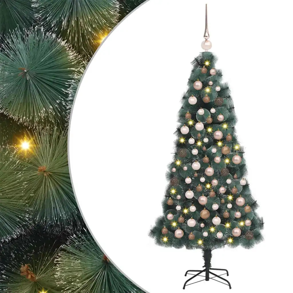 Albero di Natale | Decorazioni natalizie artificiale preilluminato con set di palline