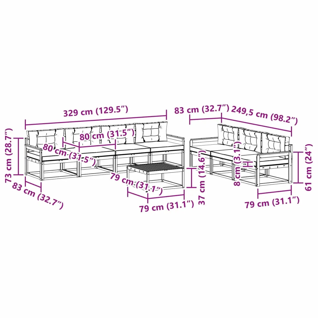 Set di divani da esterno 7 pz Bianco e Beige 3386157