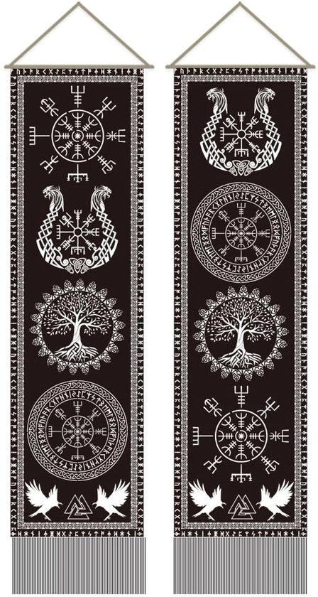 Tappeto da Parete con Simbolo dell'Albero della Vita - Tappeto da Parete con Simbolo del Vichingo - Tappeto da Parete Mistico - Decorazione da Parete - Decorazione da Parete con Pennelli - Dimensioni 45,7 x 13,5 cm - Decorazione da Parete per Muro