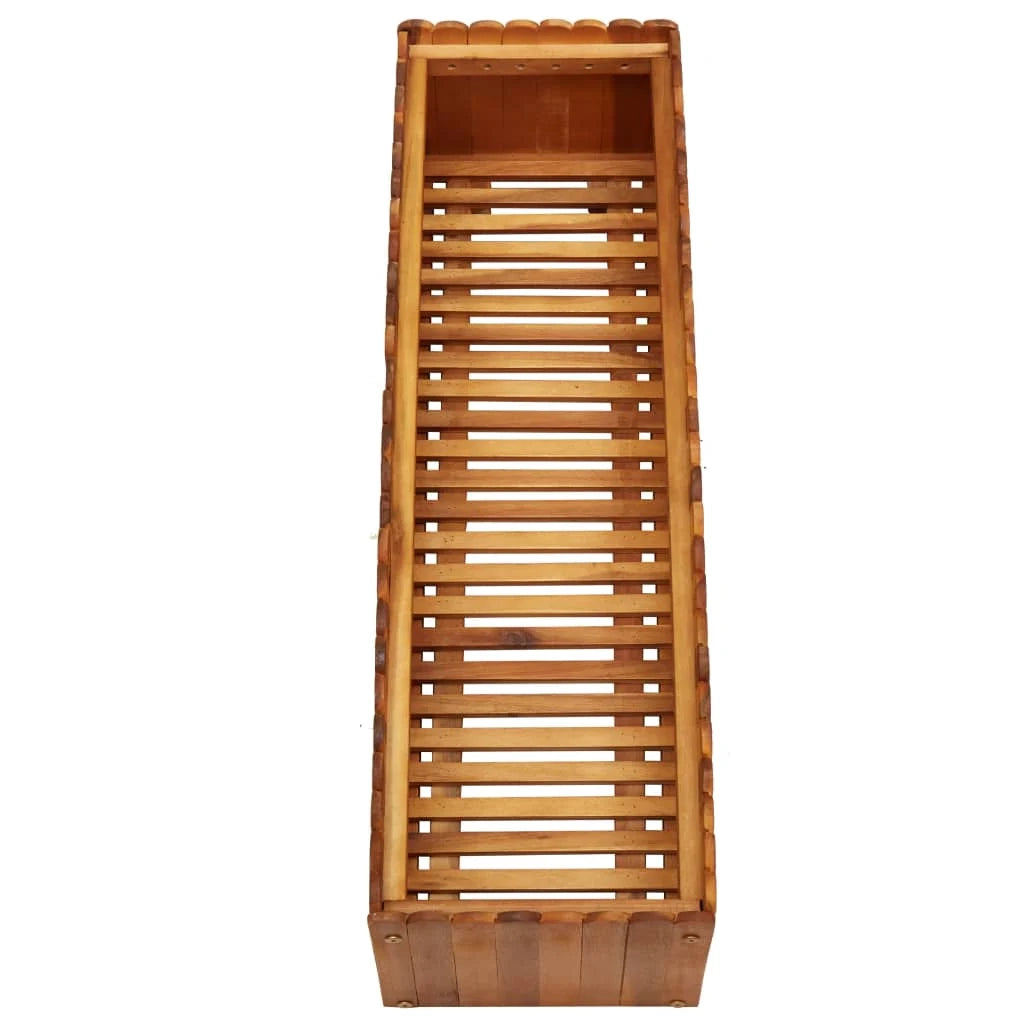 Fioriera rialzata per piante e fiori giardino 100 x 30 x 25 cm legno massello di acacia 02_0000974
