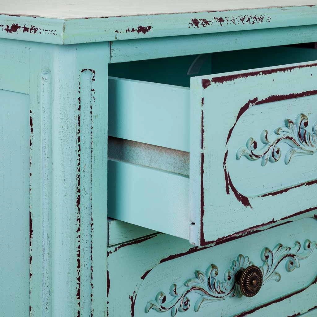 Comodino in legno blu 46x32,5x67