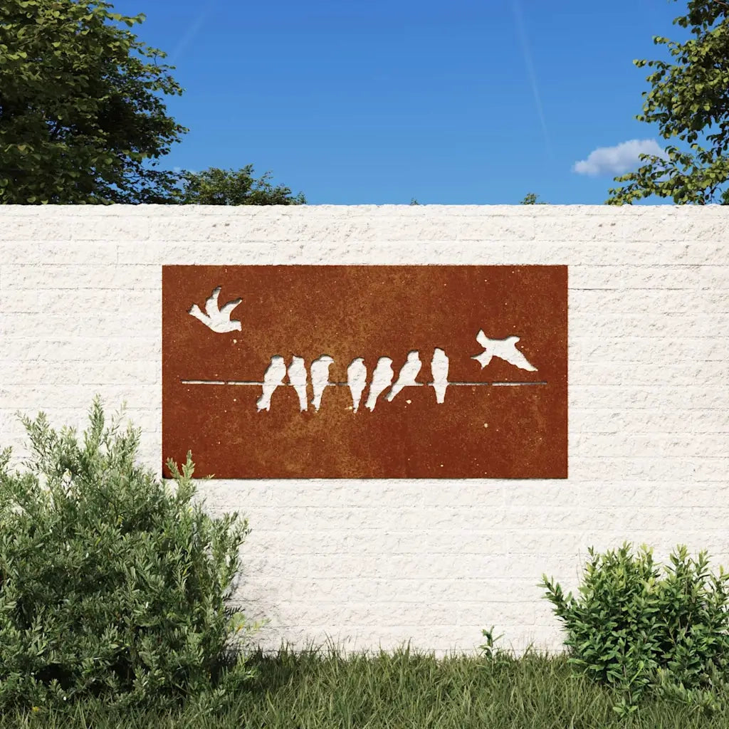 Decorazione Muro da Giardino 105x55 cm Uccello Acciaio Corten CFW9688293