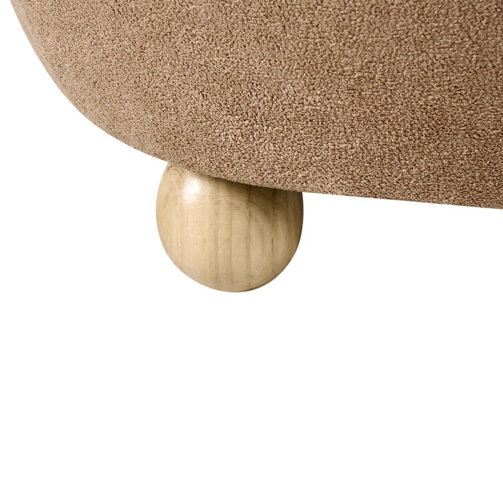 Pouf marrone chiaro rivestito in bouclé con contenitore Accessorio Soggiorno Camera da letto