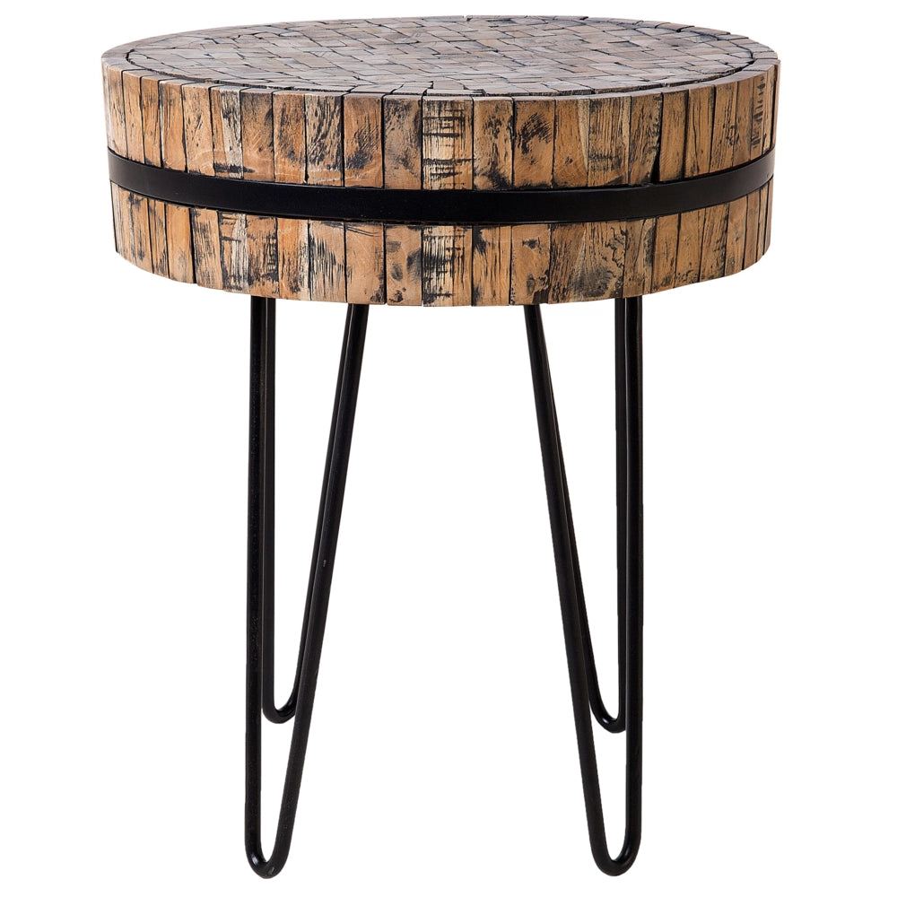 Tavolino da caffé in legno chiaro Teak in acciaio con gambe a forcella Tavolino in stile rustico