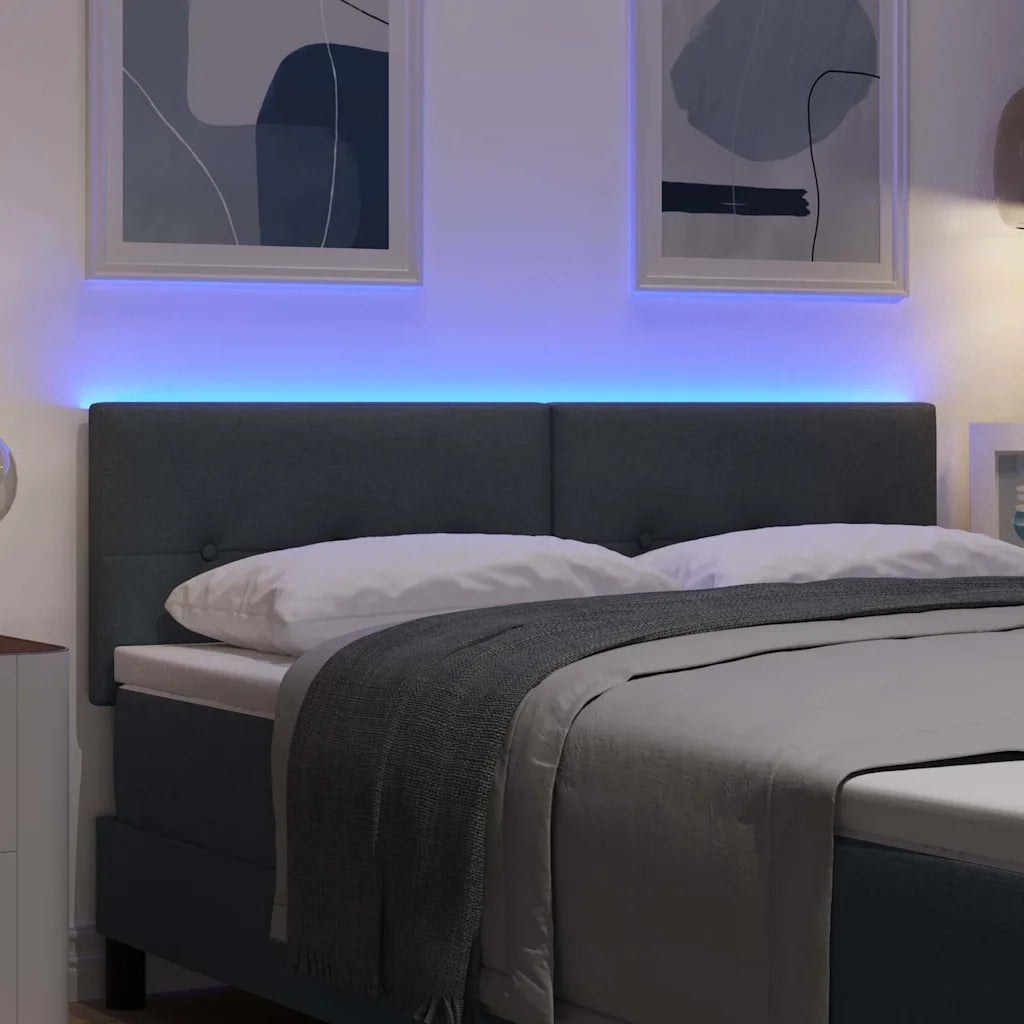 Testiera | Testata LED con strisce LED Grigio scuro 144 cm Tessuto