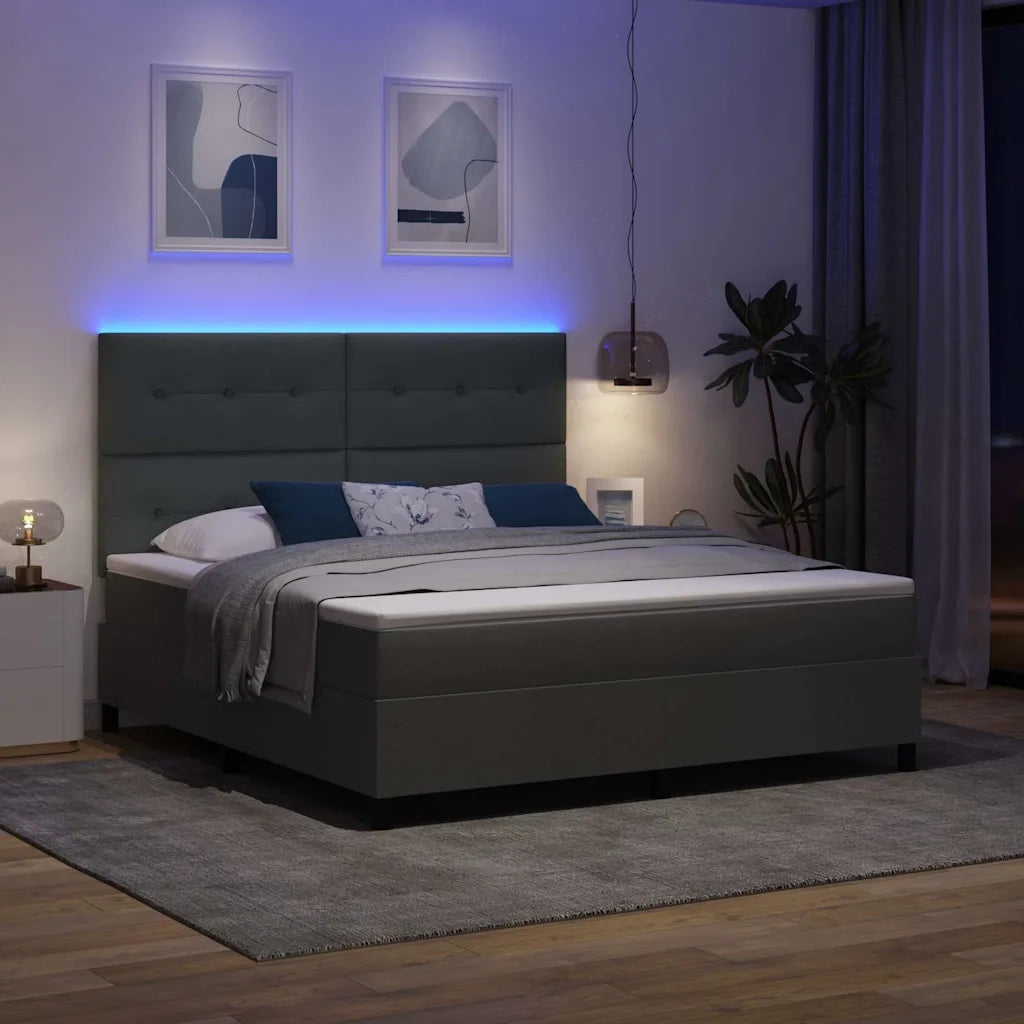 Letto a molle con materasso Grigio scuro 180 x 200 cm Tessuto