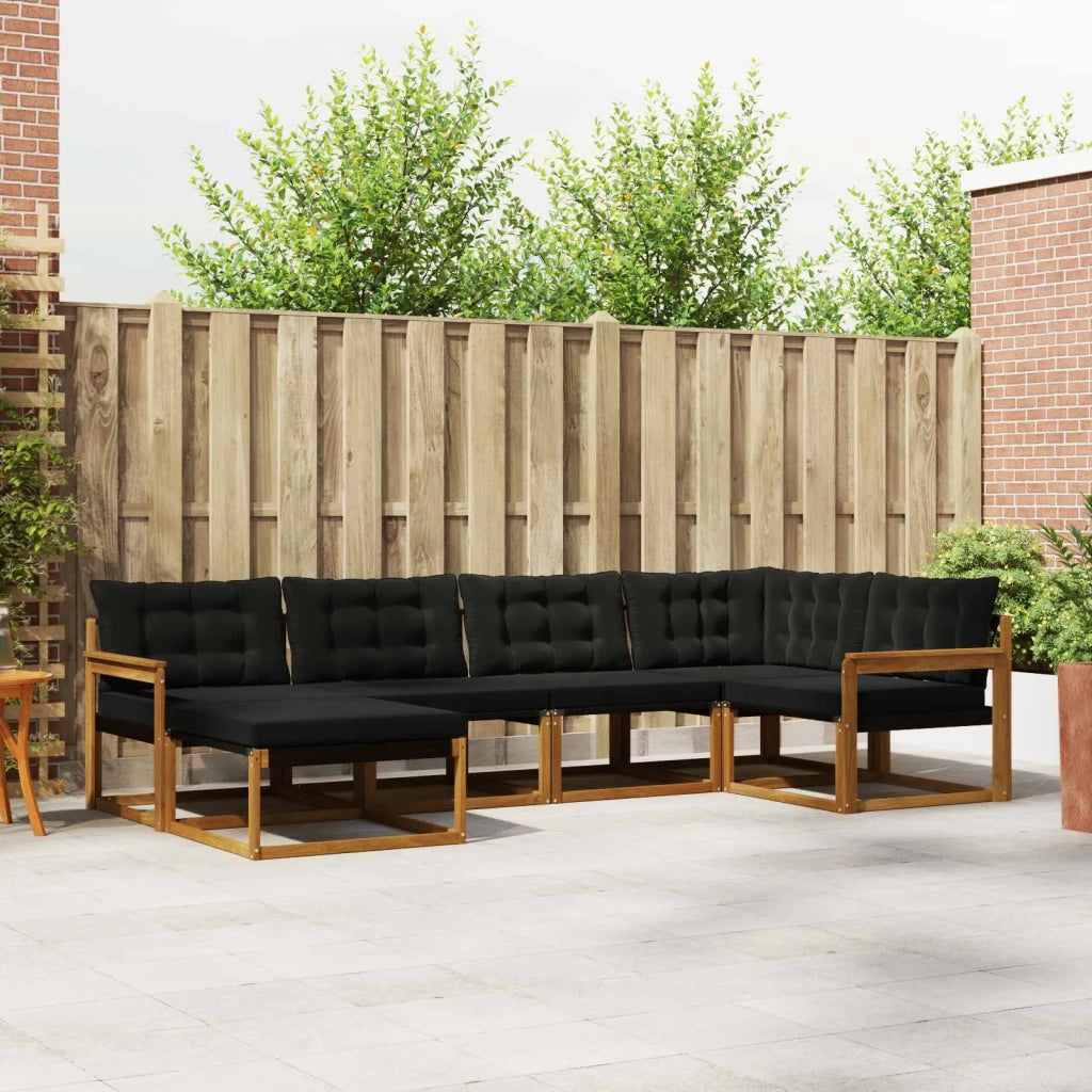 Set di divani da esterno con cuscino 6 pcs Naturale e Nero 3369619