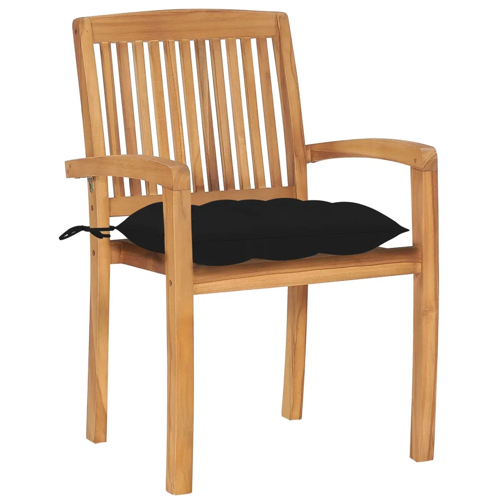 Sedie da Giardino Impilabili 4 pz con Cuscini Massello di Teak 3073262