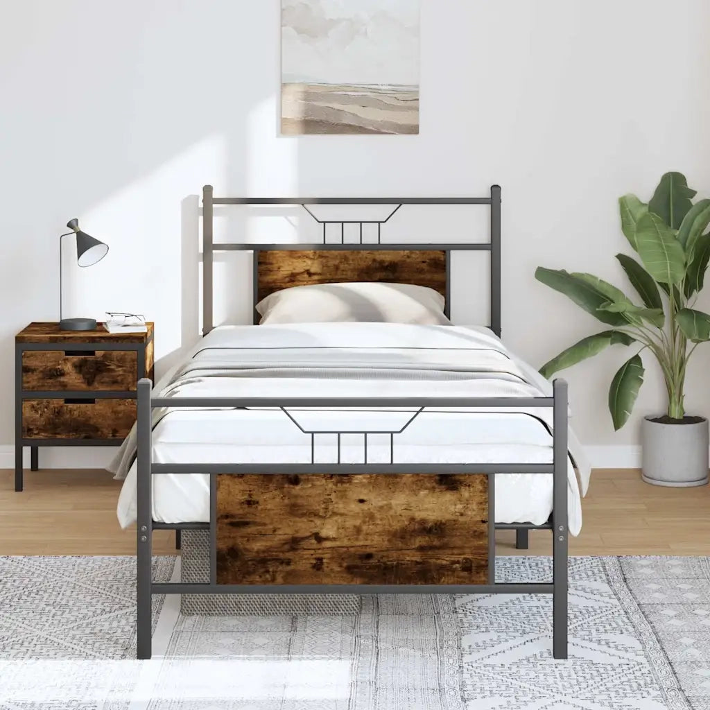 Giroletto senza Materasso-Struttura Letto Rovere Fumo 90x190 cm in Truciolato 299999