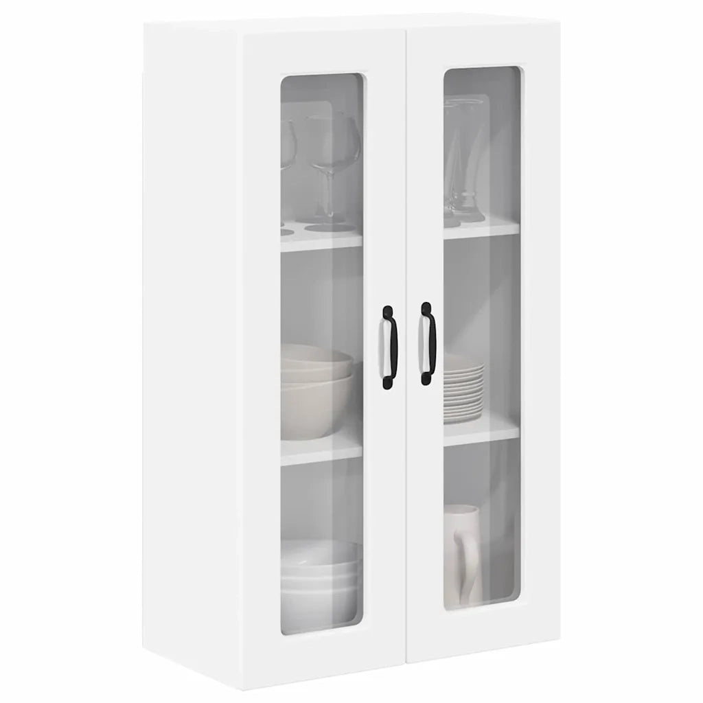 Pensile da cucina | Mobile in vetro da parete PORTO Bianco 60 x 31 x 100 cm