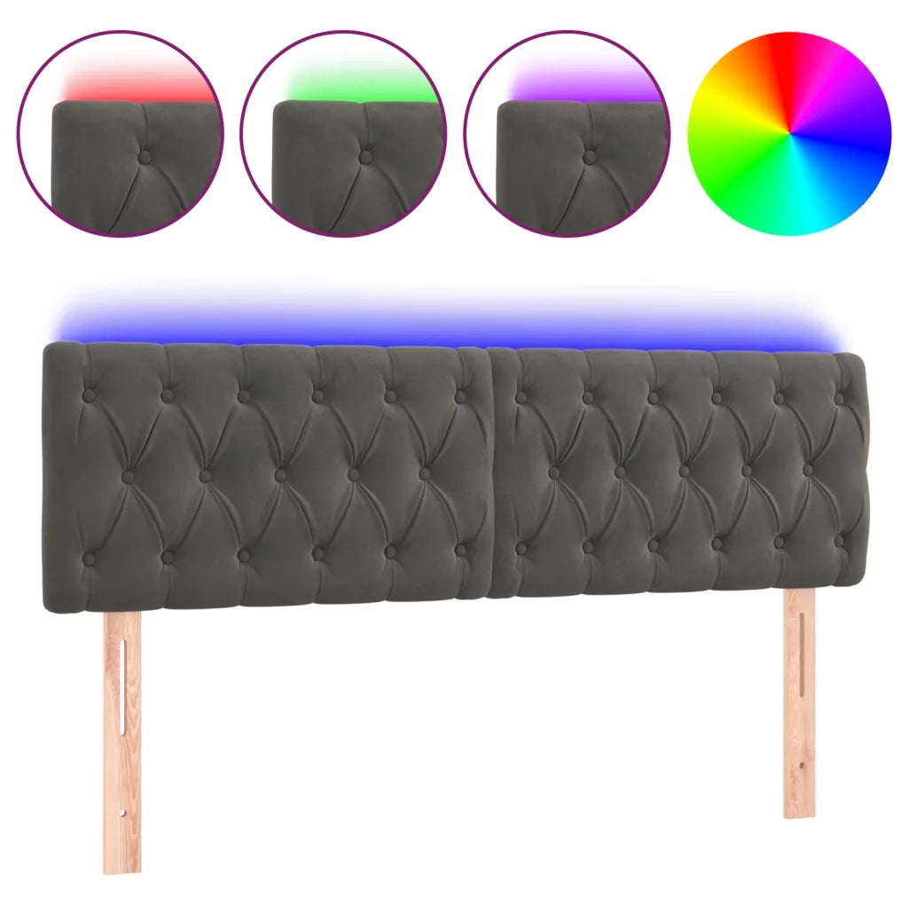 Testiera a LED Grigio Scuro 144x7x78/88 cm in Velluto 3121997