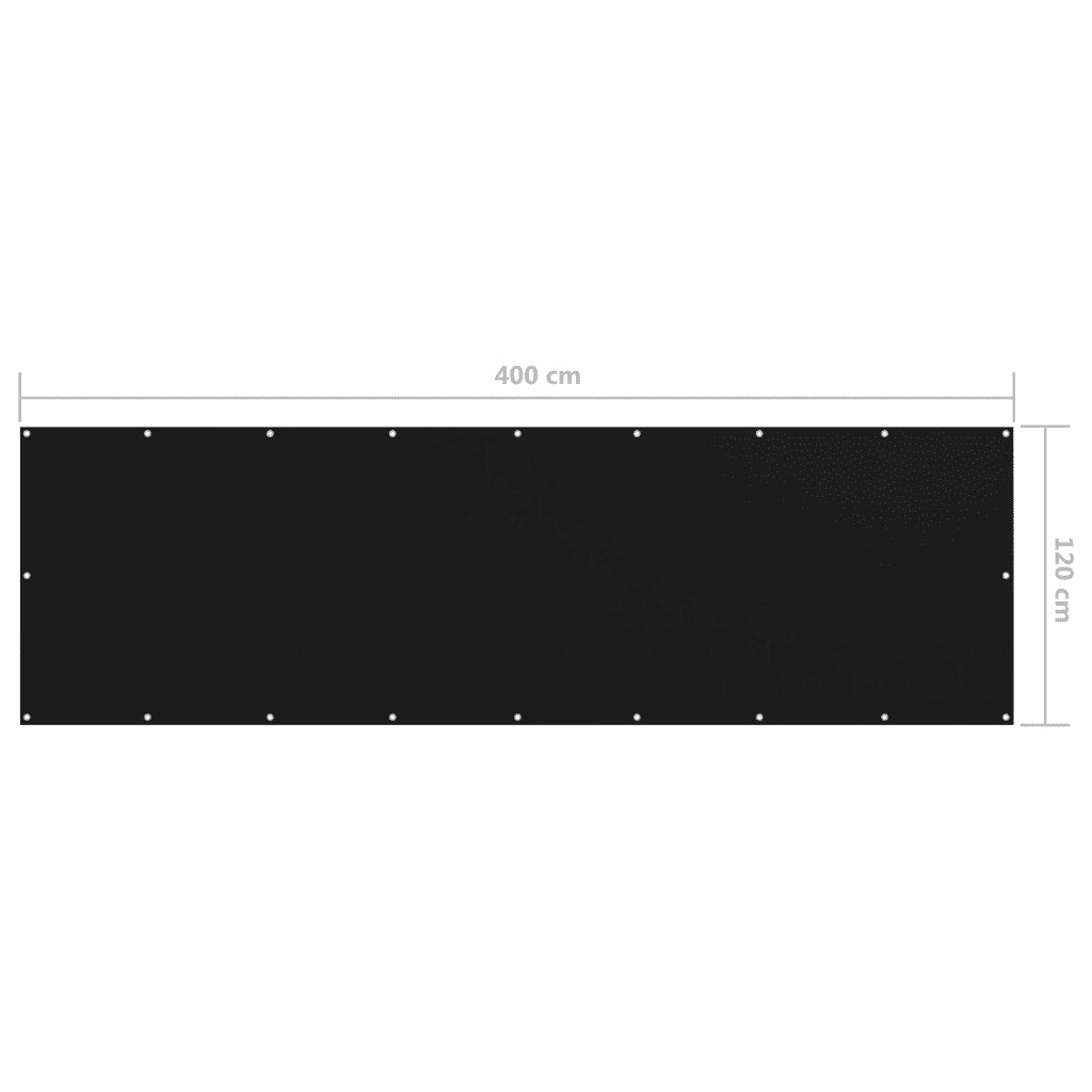 Paravento da Balcone-Pannello per balcone Nero 120x400cm in Tessuto Oxford