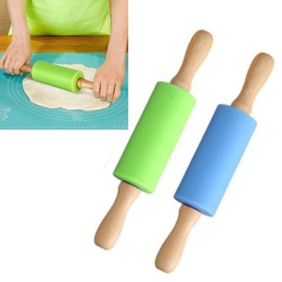 Deegroller Antikleef con Manopole in Legno - Dimensioni 23,5 x 4,2 cm - Per Bambini - Materiale di Alta Qualità - Blu/Verde - Deegroller per Bambini