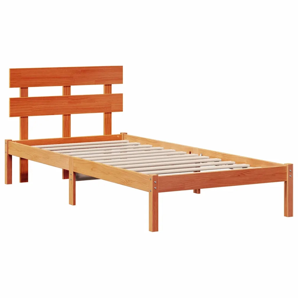 Struttura del letto Marrone 90 x 200 cm Legno massello di pino 872139