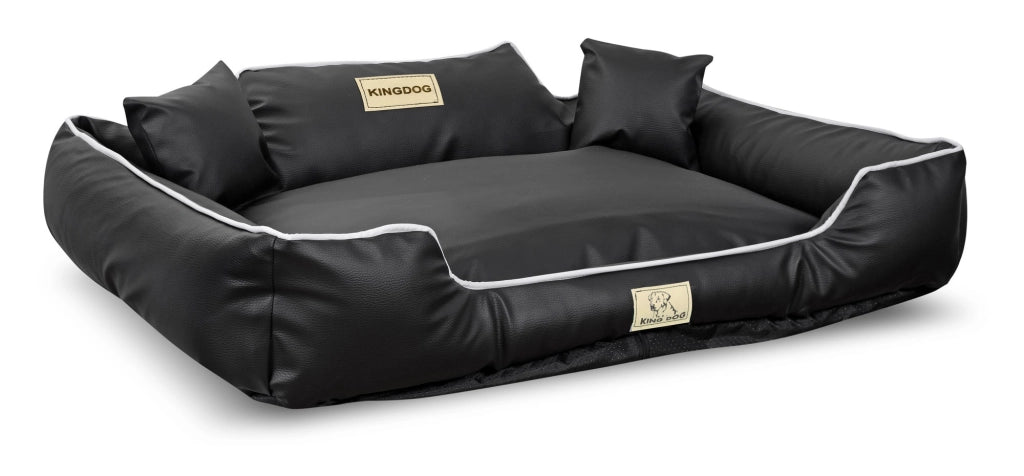 AIO FACTORY 115x95 cm KINGDOG Cuccia per cani in ecopelle nera personalizzabile