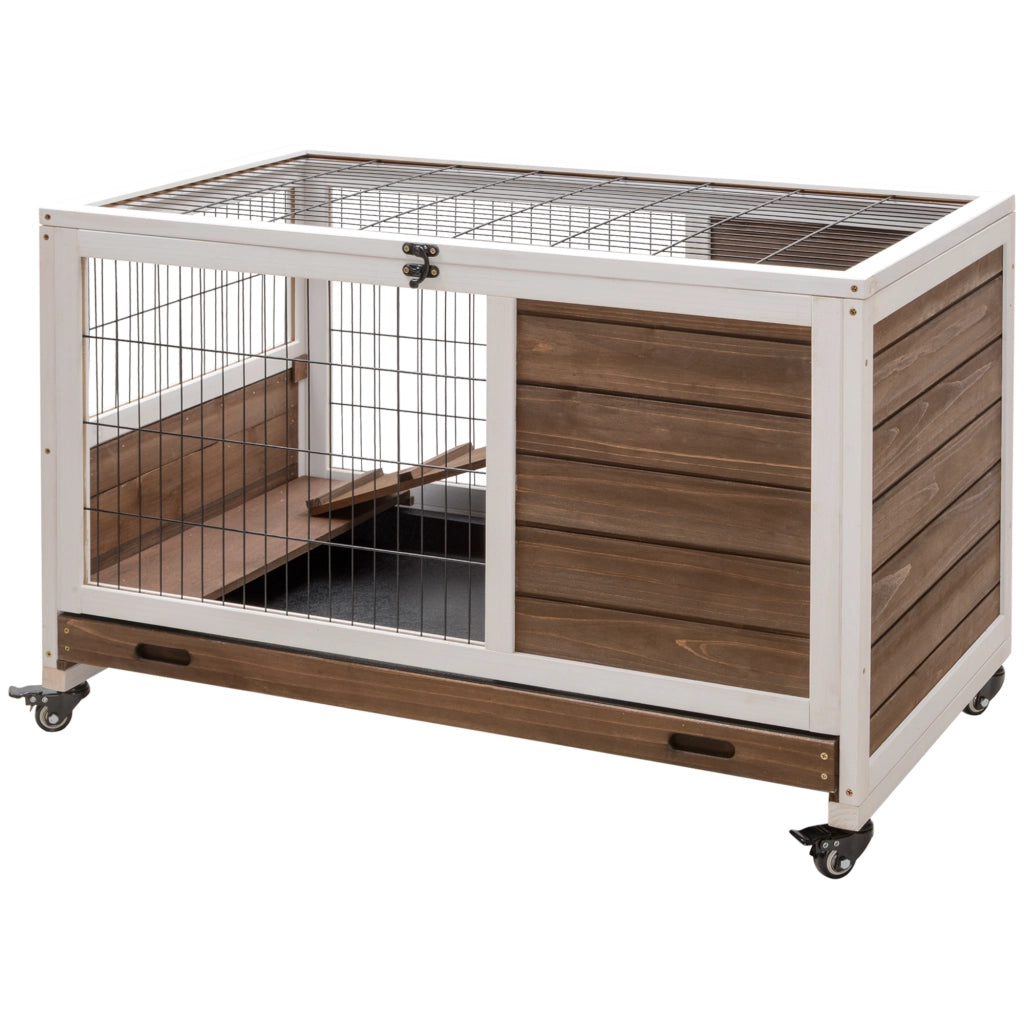 Gabbia per Conigli ¨C Xylo ¨C con Tetto Apribile e Vassoio Estraibile 90x53x59 cm Marrone