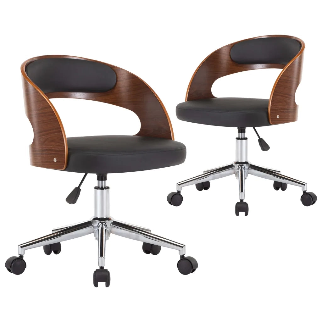 Sedie da Pranzo Girevoli 2 pz Nere in Legno Curvo e Similpelle 3054908