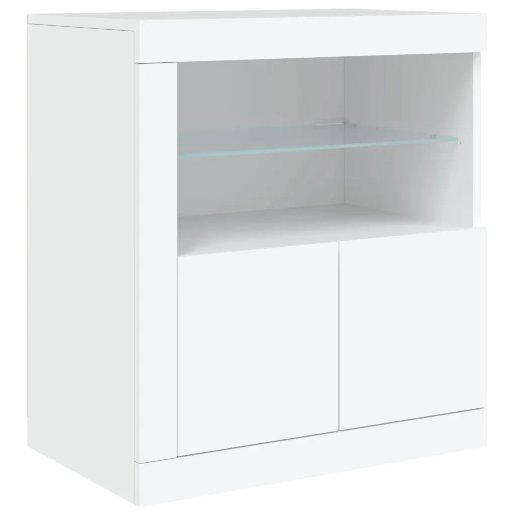 Credenza | Madia | Buffet da pranzo | Armadio da pranzo con Luci LED Bianca 202x37x67 cm