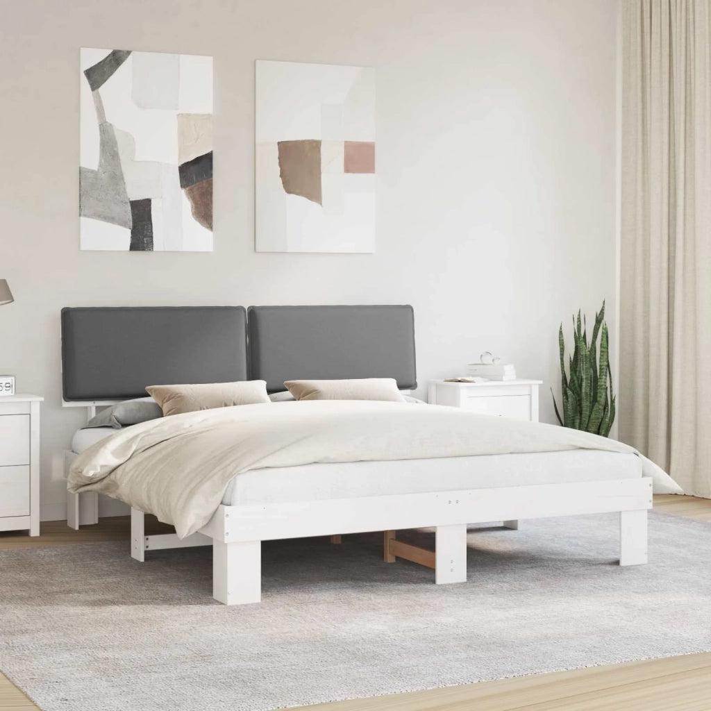 Letto con Testiera Rivestita-Struttura Letto con Testiera Grigio chiaro 200 x 200 cm 815949
