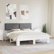 Letto con Testiera Rivestita-Struttura Letto con Testiera Grigio chiaro 200 x 200 cm 815949