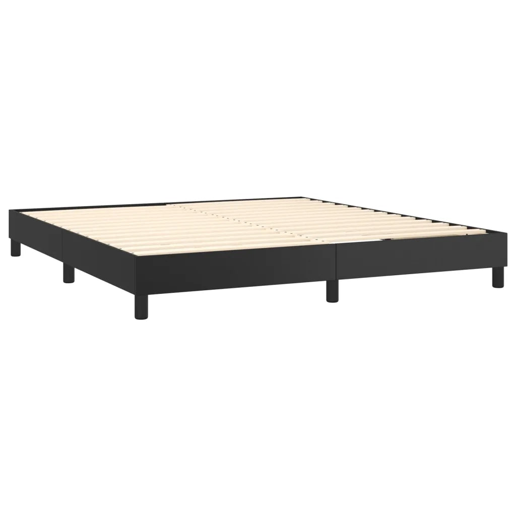 Giroletto a Molle con Materasso e LED Nero 180x200cm Similpelle