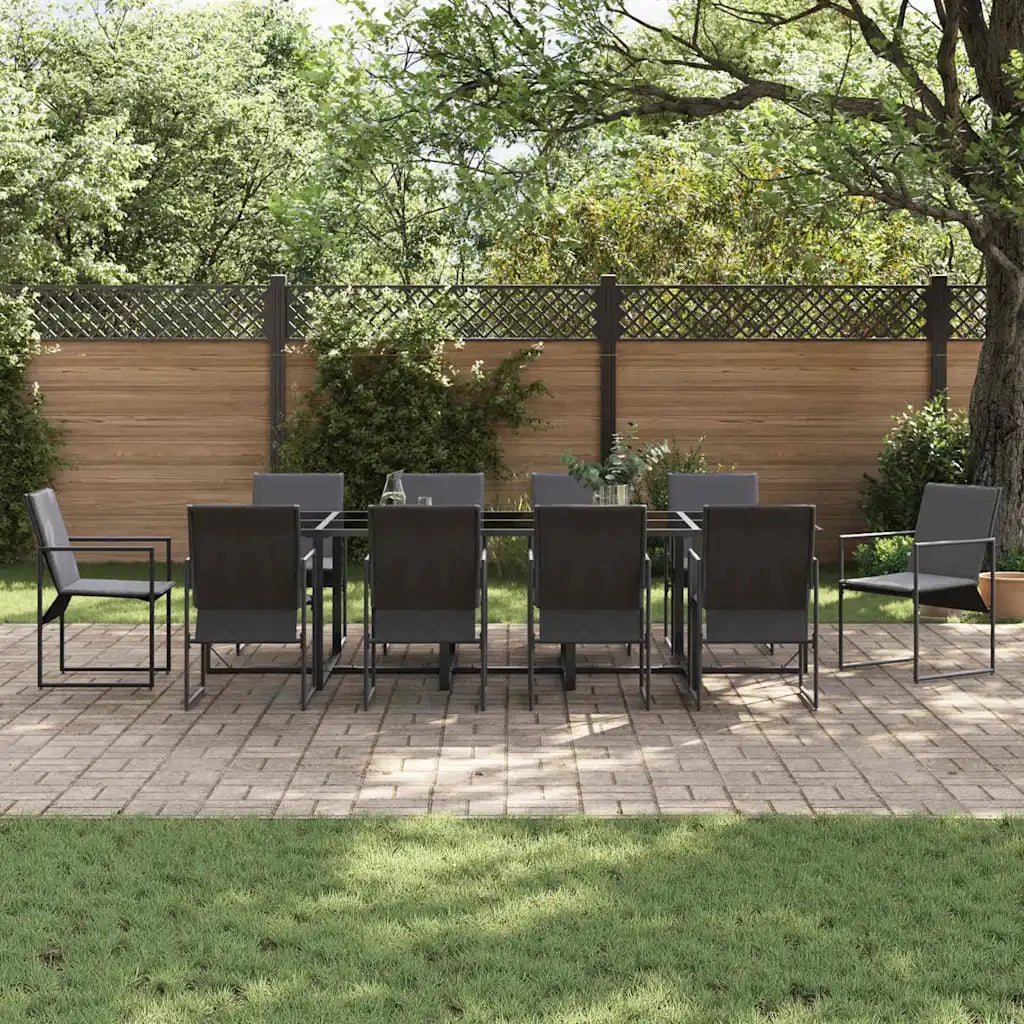 Set da Pranzo per Giardino 11 pcs Nero Acciaio 3335861