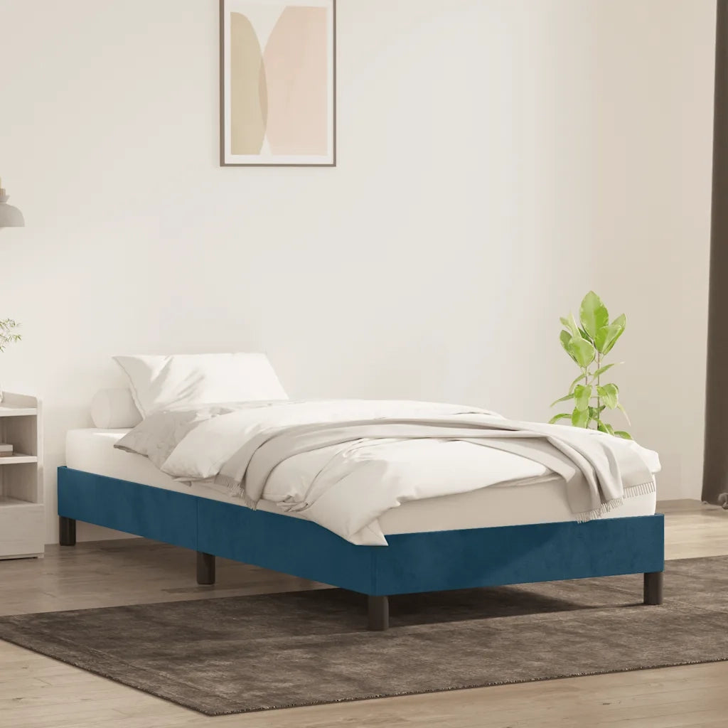 Letto singolo | Letto per adulti | Giroletto senza Materasso Blu Scuro 90x220 cm in Velluto