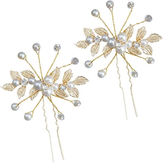 Accessori per capelli da sposa, 2 pezzi, spille per capelli con perle e strass a forma U per donne e ragazze