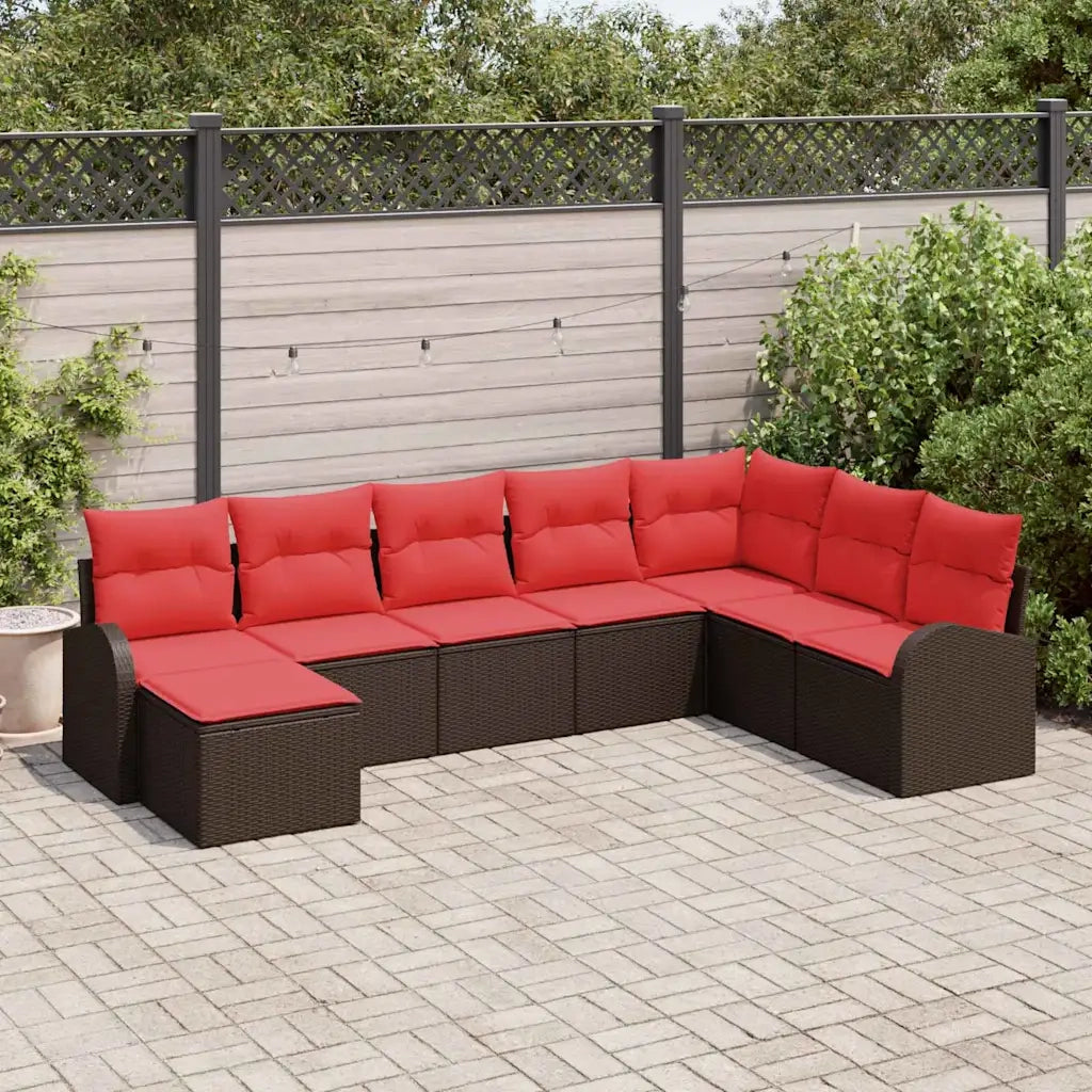 Set Divano da Giardino 8 pcs Marrone Poly Rattan 3346164
