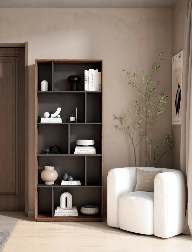 Libreria Herdasa effetto noce e grafite 191x80x32