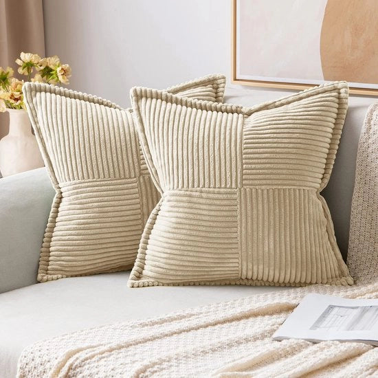 ONF3 - Coprisacco in Corduroy - morbido e duraturo - Beige - Coprisacco decorativo - Ideale per soggiorno e camera da letto